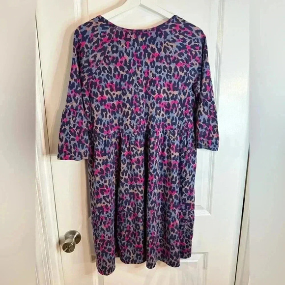 Pact Women’s Purple & Blue Leopard Revive Flutter Midi Dress with Pockets - Picture 4 of 4